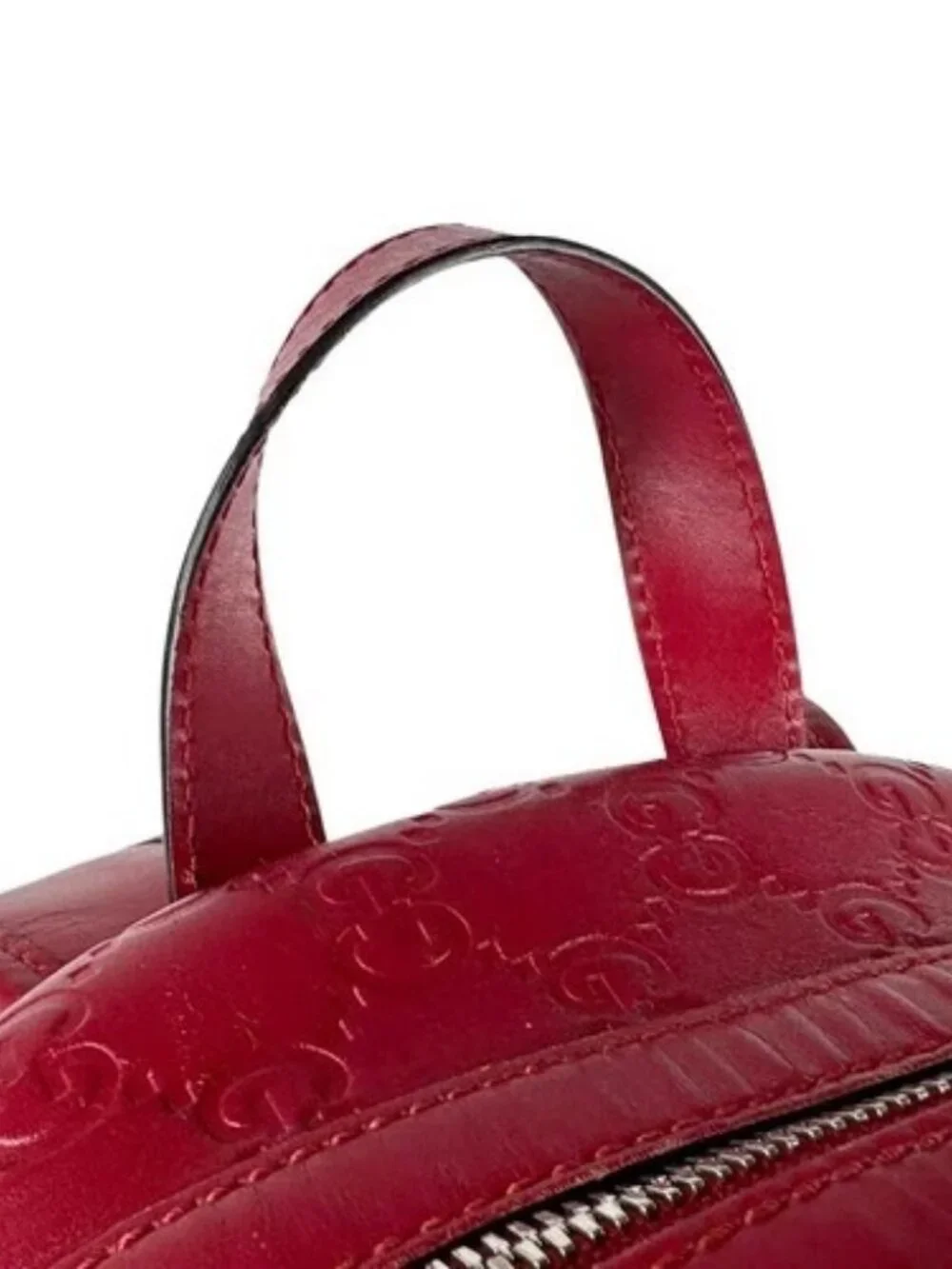 Auth GUCCI Guccisima Backpack Red Leather/Silvertone - z6640 - Picture 10 of 13